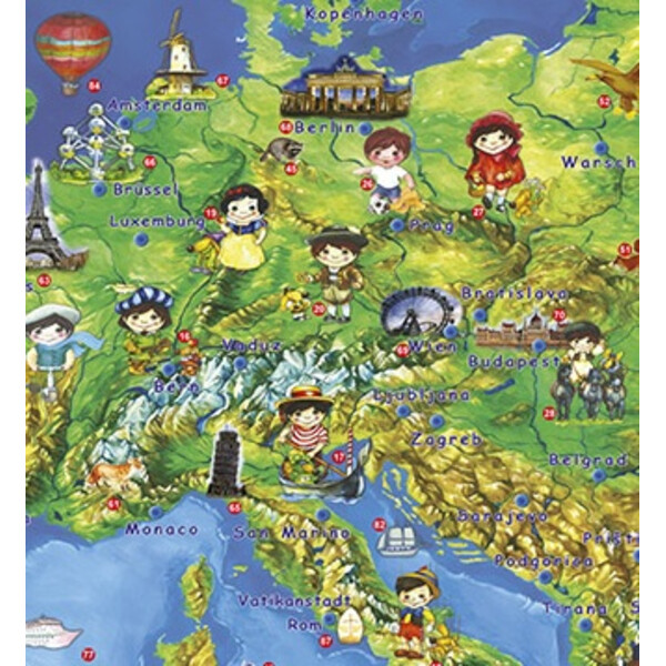 Stiefel Junior map of Europe (in German) with metal strip