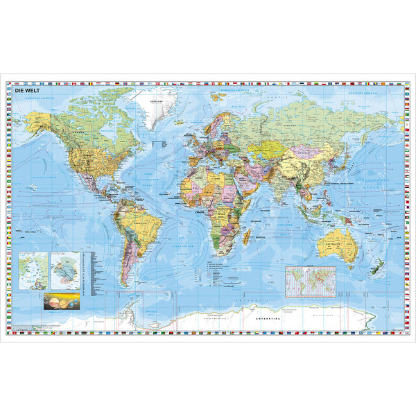 Stiefel World map Poster - large format, can be written on and wiped clean - extremely tear-resistant, German