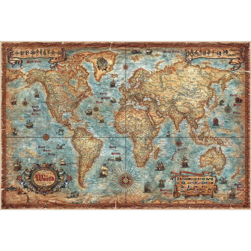 RayWorld Modern World antique map, laminated