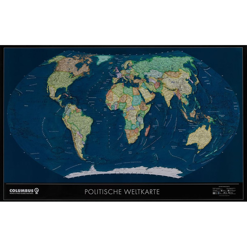 Columbus TWKGF2520BL large format satellite / political world map, ting compatible