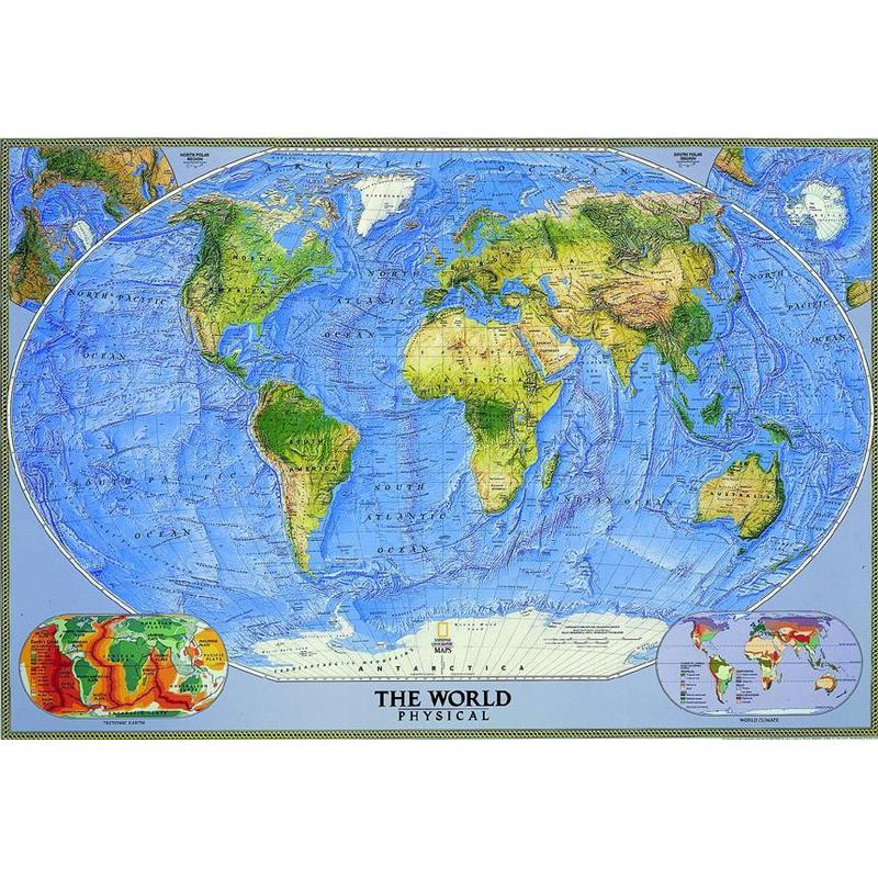 National Geographic Physical map of the world, large