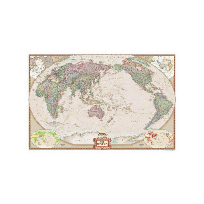 National Geographic Antique Pacific-centered map of the world