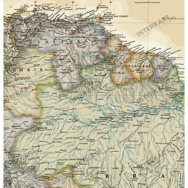 National Geographic antique map of South America
