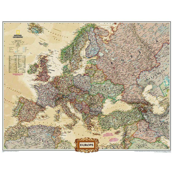 National Geographic Antique European map politically, groïoe