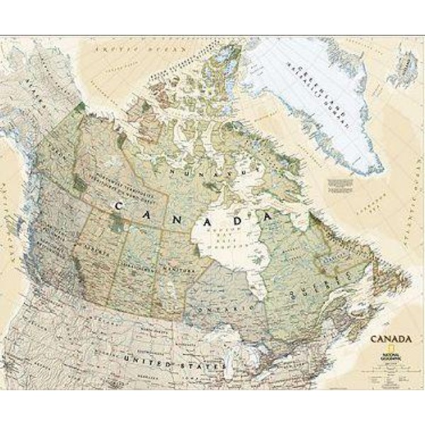 National Geographic antique map of Canada, laminated