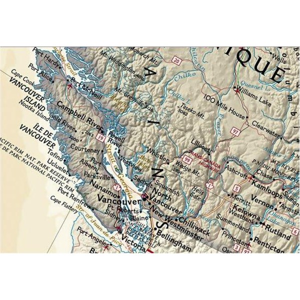 National Geographic antique map of Canada, laminated