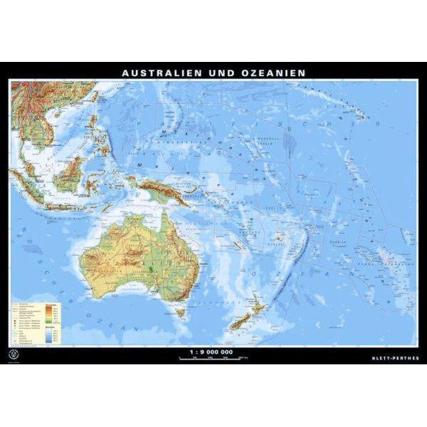 Klett-Perthes Verlag Continent map Australien and Ozeanien physical / political (ABW) 2-sided