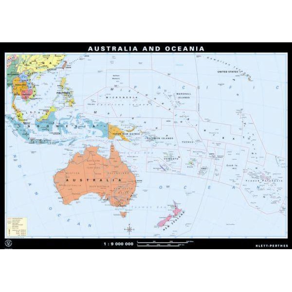 Klett-Perthes Verlag Continent map Australien and Ozeanien physical / political (ABW) 2-sided