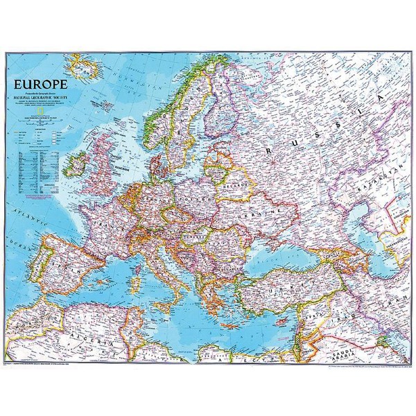 National Geographic Continental map Europe politically