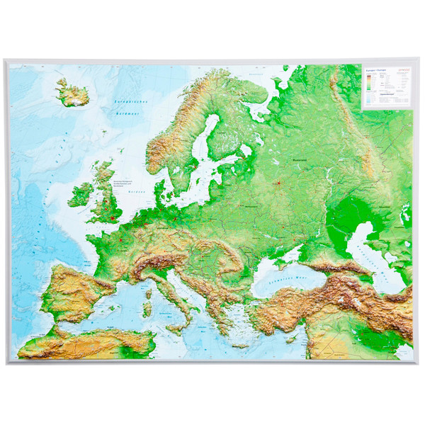 Georelief Large 3D relief map of Europe (in German)