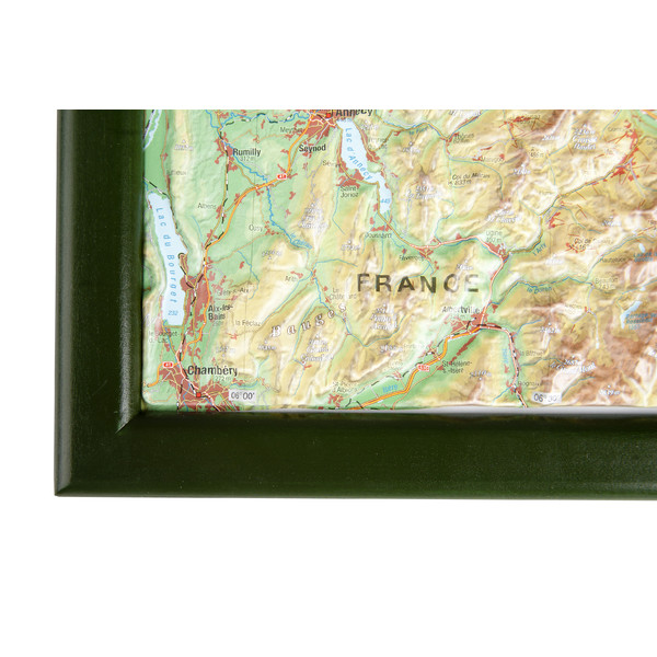 Georelief Large 3D relief map of Switzerland in wooden frame (in German)