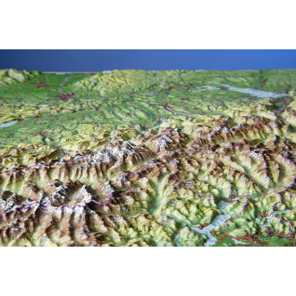 Georelief Switzerland (39x29) 3D relief map with a wooden frame