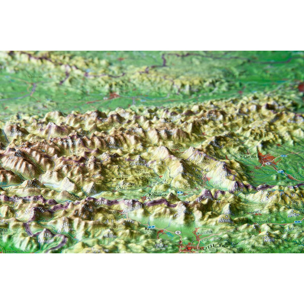 Georelief Large 3D relief map of Austria, in wooden frame (in German)