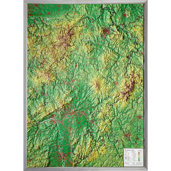 Georelief Large 3D relief map of Hesse (in German)