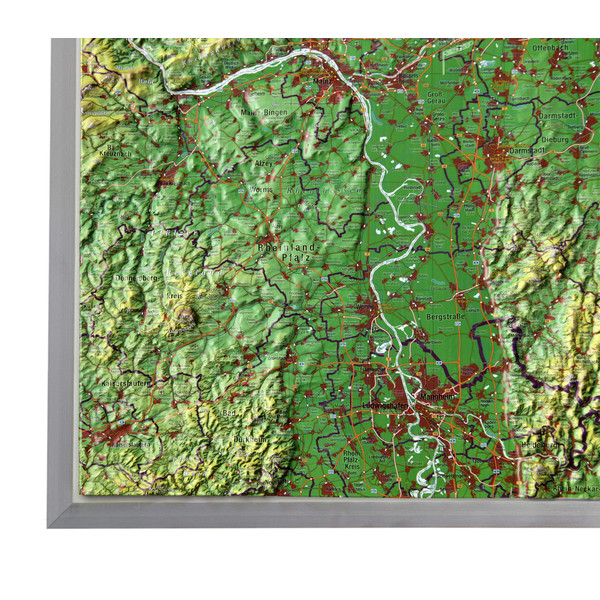 Georelief Large 3D relief map of Hesse (in German)