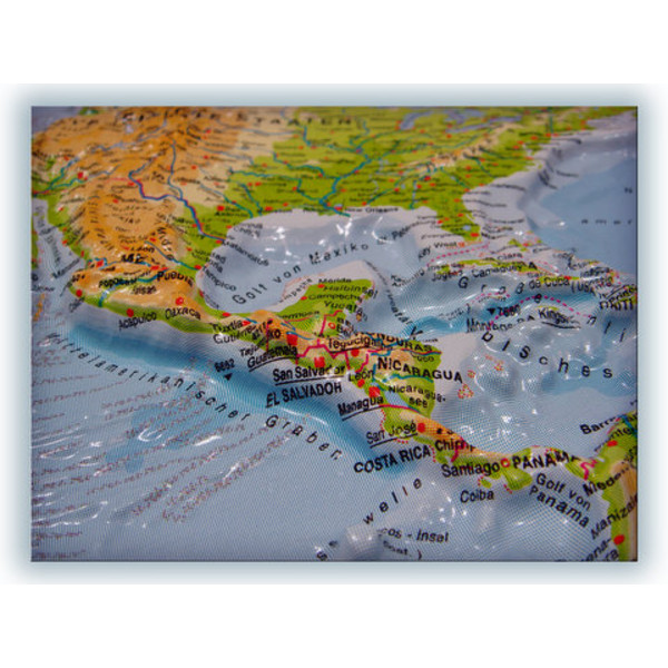 geo-institut GEO Institute Silver line Russian political world relief map (in German)