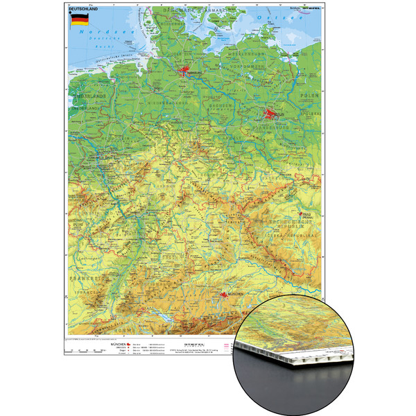 Stiefel Physical map of Germany for pinning on honeycomb board (in German)