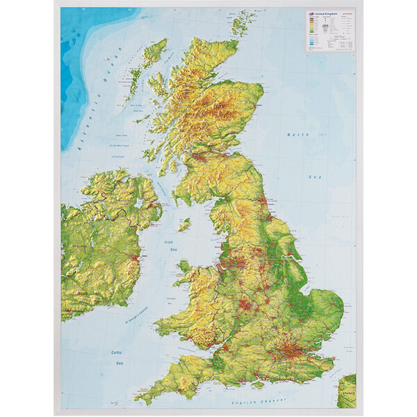 Georelief Great Britain 3D relief map