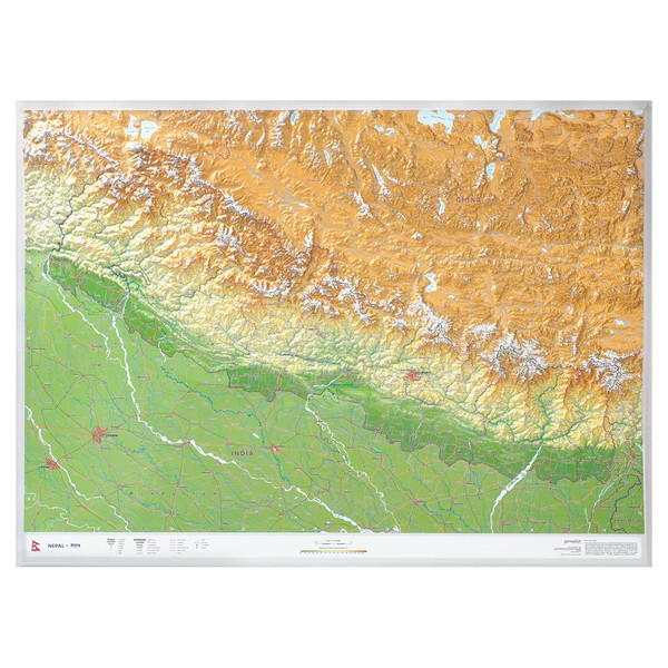 Georelief Regional map Nepal large 3D