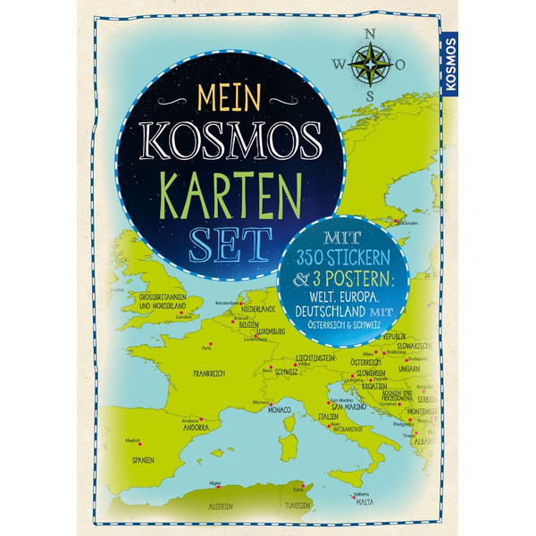 Kosmos Verlag Childrens map Karten Set 3 Poster mit Stickern