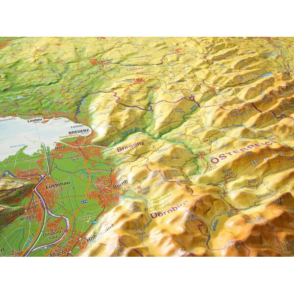 Georelief Regional map Allgäu Bodensee 3D Reliefkarte (77 x 57 cm)