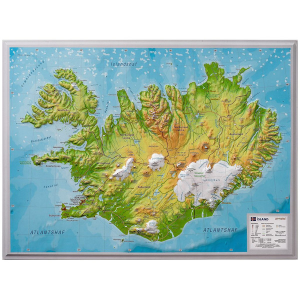 Georelief Map Island (klein) 3D Reliefkarte