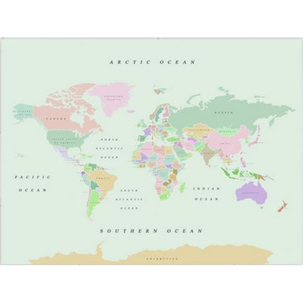 Miss Wood Woody Map Watercolor Retro L