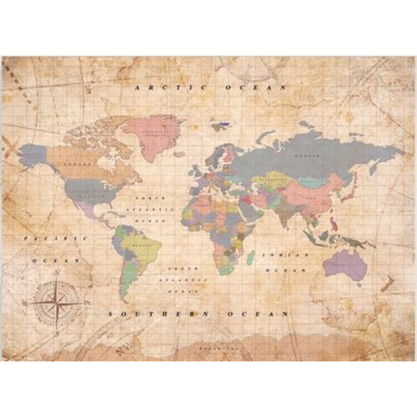 Miss Wood Woody Map Watercolour Old School L