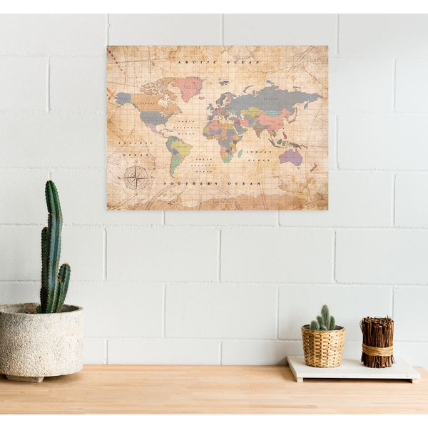Miss Wood Woody Map Watercolour Old School L