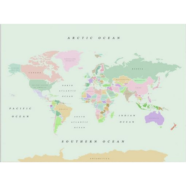 Miss Wood Woody Map Watercolour Retro XL