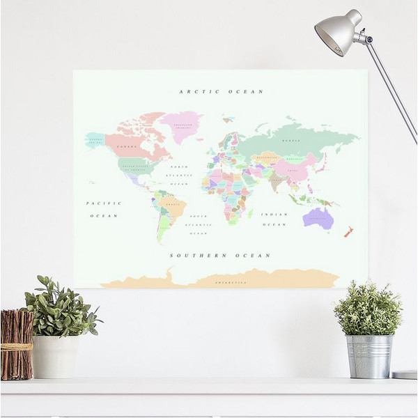 Miss Wood Woody Map Watercolor Retro XL