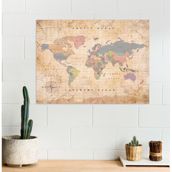 Miss Wood Woody Map Watercolour Old School XL
