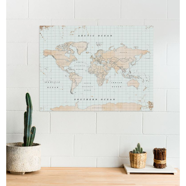 Miss Wood Woody Map Watercolour Vintage XL