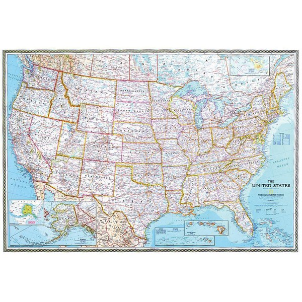 National Geographic The USA map politically - giant format