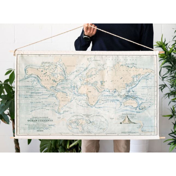 Miss Wood Woody Cotton Map Oceans