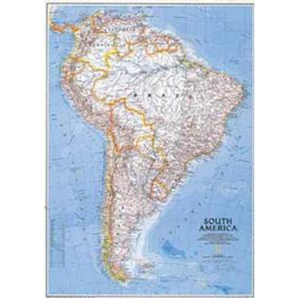 National Geographic Continent map south America, politically