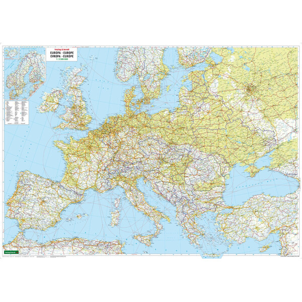 freytag & berndt Continental map Europe political with metal bars