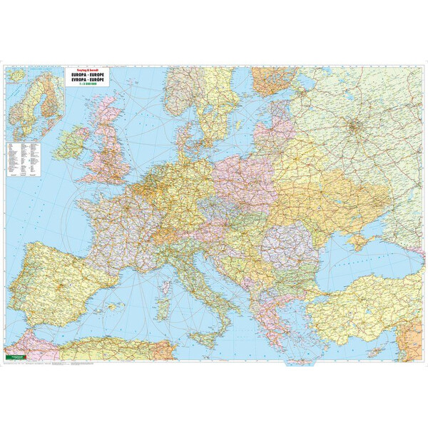 freytag & berndt Continental map Europe political with metal bars