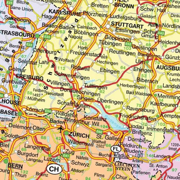 freytag & berndt Continental map Europe political with metal bars