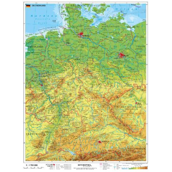 Stiefel Map Germany physical with Metal bars