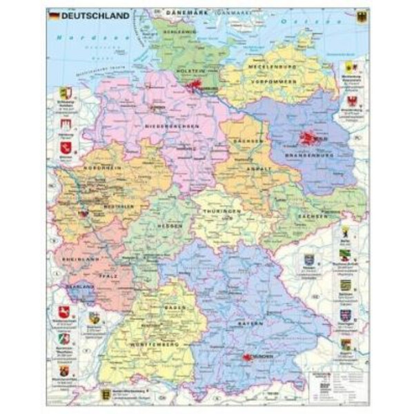 Stiefel Map Deutschland politisch mit Wappen