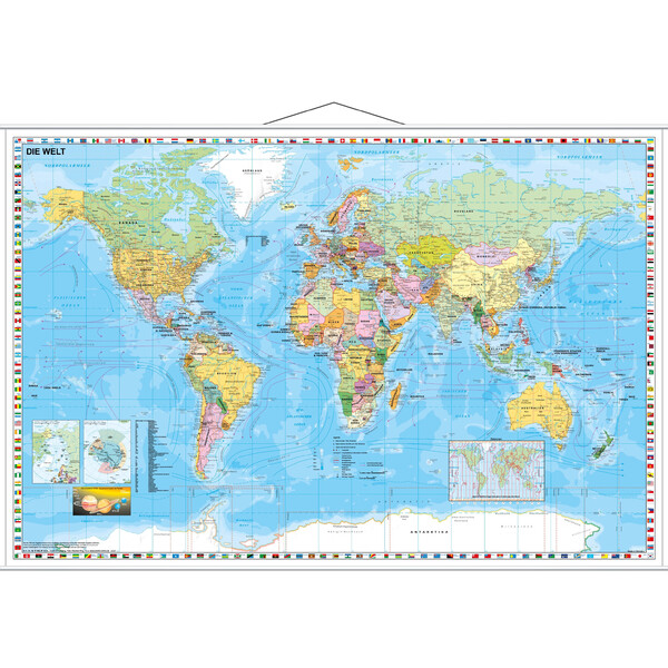 Stiefel World map politisch mit Flaggenrand (95 x 62 cm)