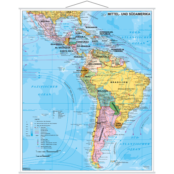 Stiefel Continental map Mittel- und Südamerika politisch (97 x 119 cm)