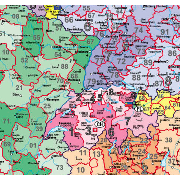 Stiefel Continental map Europe postcodes (97 x 119 cm)