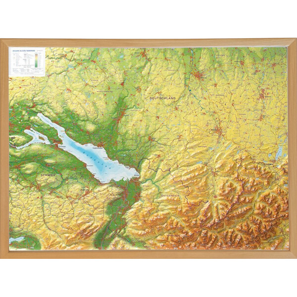 Georelief Regional map Allgäu Bodensee 3D Reliefkarte (77 x 57 cm)