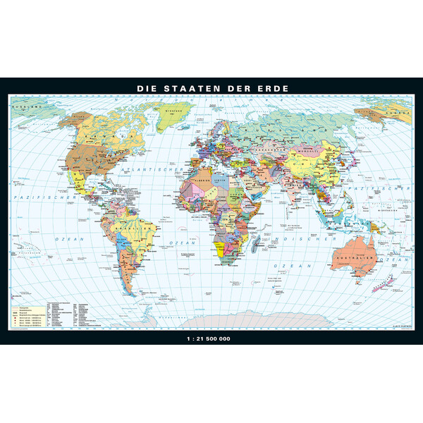 PONS Physical and political map of the world (158 x 97 cm)
