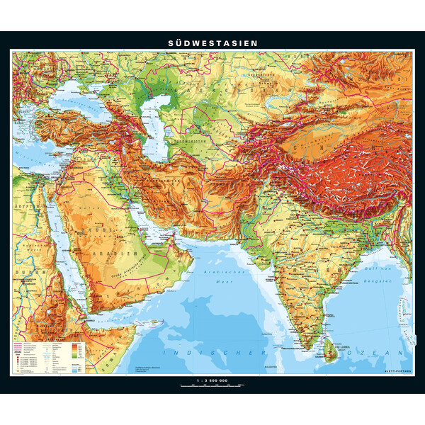 PONS Regional map Südwestasien physisch (205 x 172 cm)