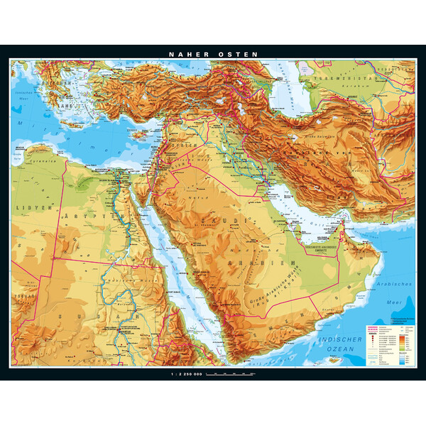 PONS Regional map Middle East physical (203 x 158 cm)