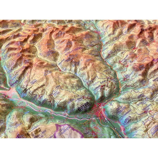 Georelief Regional map Tirol (77 x 57 cm) 3D Reliefkarte mit Alu-Rahmen