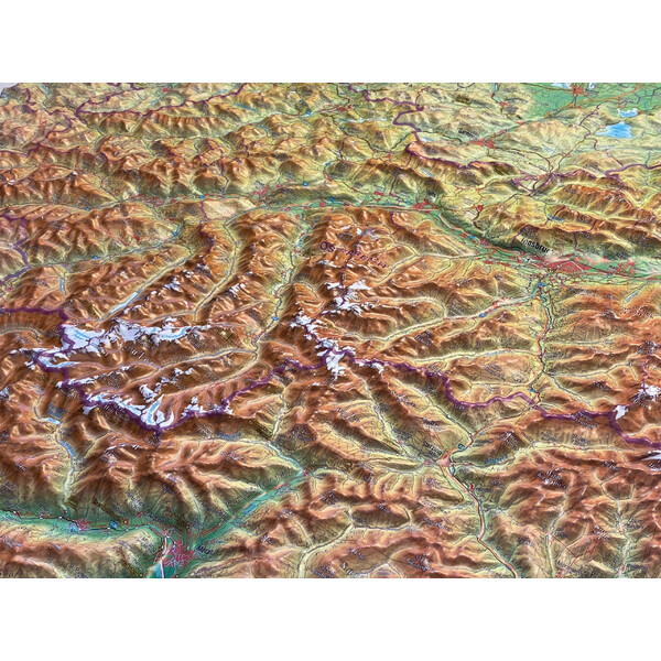 Georelief Regional map Tirol (78 x 58 cm) 3D Reliefkarte mit Holzrahmen